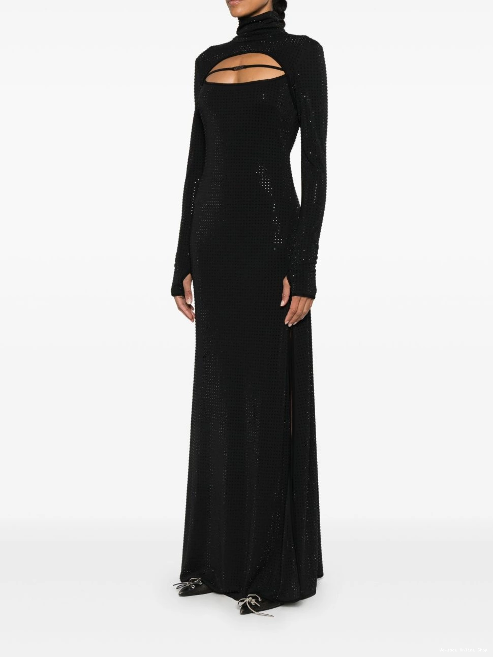 Cheap Jeans dress rhinestone-embellished maxi Couture Versace Women 0418